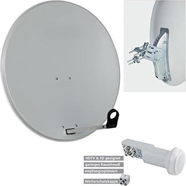 Immagine prodotto Parabola satellitare 80 cm in acciaio con LNB Quad (Antenna, DVB-S / -S2)