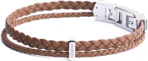 Image du produit Gemini BRACELET - CUIR BRUN - 17+2 CM (19 cm, Argent, Cuir nappa)