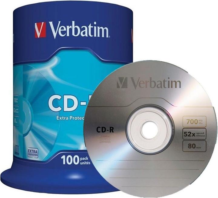 Image du produit Verbatim CD-R 52x, 700MB, 100 broches (100 x)