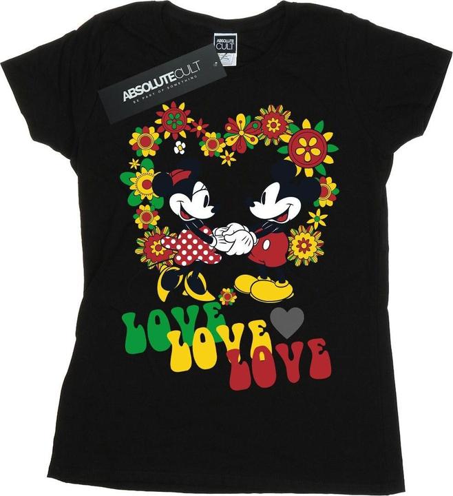 Actual product image Disney Womens/Ladies Mickey And Minnie Mouse Hippie Love Cotton T-Shirt (XL)