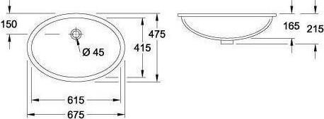 Produktbild Villeroy & Boch V&B Unterbauwaschtisch EVANA 615x415mm, mit ÜL we (415 mm, 615 mm)