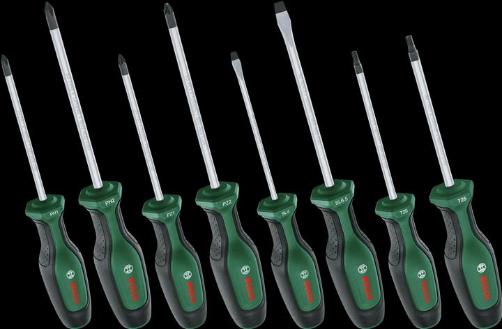 Produktbild Bosch Home & Garden Schraubendreher Set 8-teilig (Phillipps-Kreuzschlitz (PH), Pozidriv-Kreuzschlitz (PZ), Schlitzschrauben, Torx (TX))