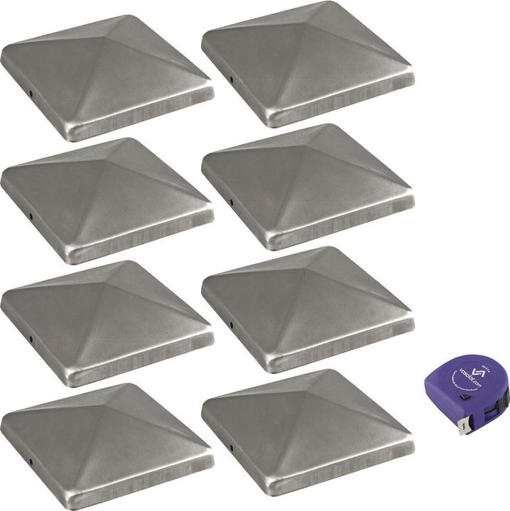 Produktbild Vasalat Pfostenkappe 12x12cm - Pfosten Abdeckkappen + Schrauben, Edelstahl (Pfostenkappen, 8 Stk.)