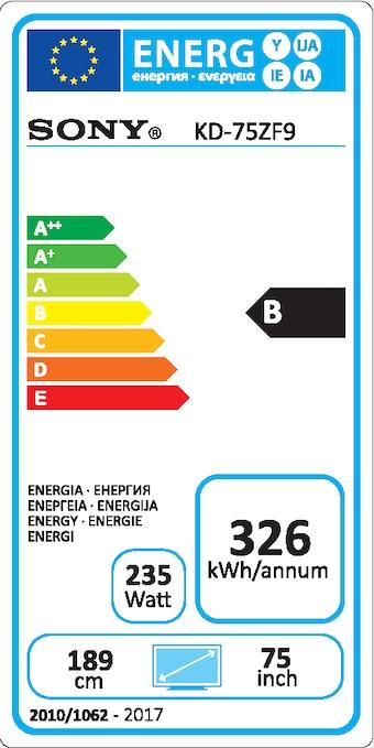 Label énergétique Sony KD-75ZF9 (75", ZF9B, LCD, 4K, 2018)
