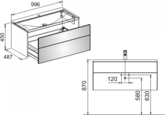 Actual product image Keuco Vanity unit ROYAL REFLEX 996x450x487mm bw (99.5 x 49 x 45 cm)