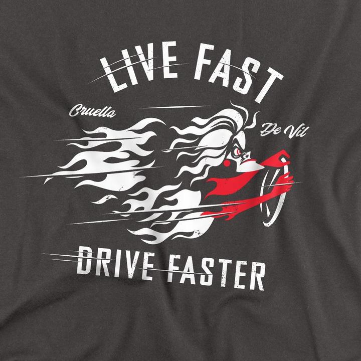 Actual product image Disney Villains Unisex Adult Live Fast, Drive Faster Cruella De Vil T-Shirt (XXL)