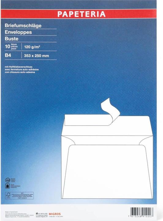 Produktbild Papeteria B4 Briefumschläge (B4, 10 x)