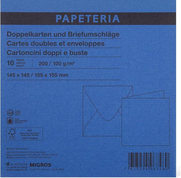 Produktbild Papeteria 145 x 145 Doppelkarten und Briefumschläge (Quadrat, 145 x 145 mm, 10 x)