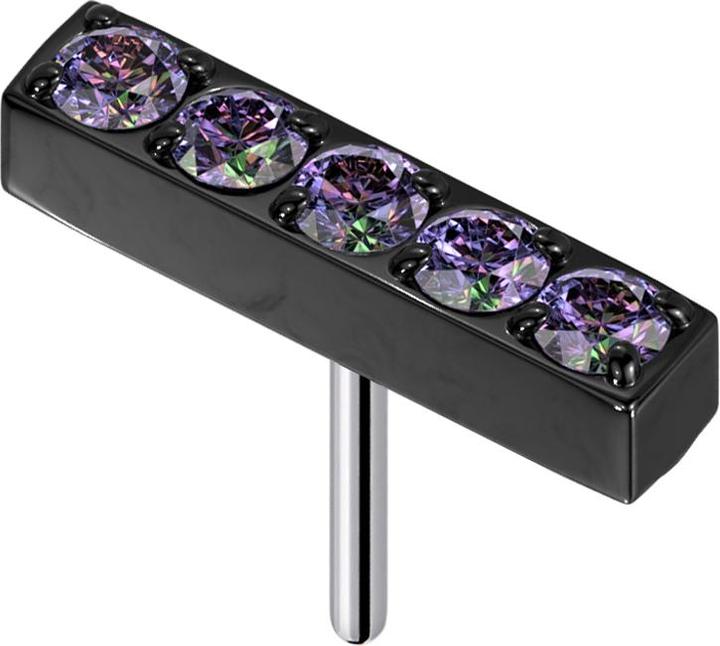 Produktbild Star Piercing Threadless schwarz Balken Kristalle dunkel multicolor (Titan G23, ohne Messing)
