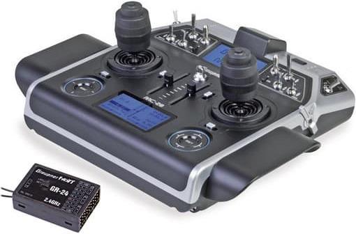 Actual product image Graupner mc-28, 16 channel HoTT remote control with 4D stick, GR-24 receiver, aluminum case