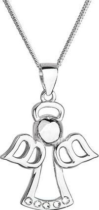 Actual product image Evolution Group Beautiful silver necklace Angel with Swarovski 32076.1 (chain. pendant) (L)