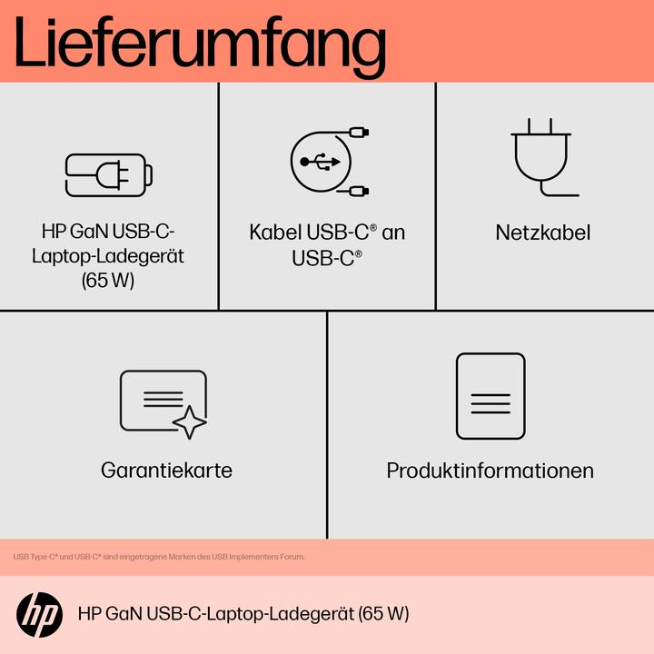 Image du produit HP Chargeur USB-C pour ordinateur portable EURO (P) (65 W)