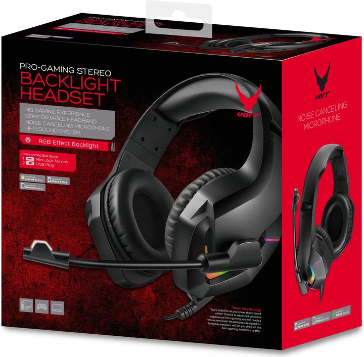 Actual product image Varr Pro Gaming Headset with RGB Backlight, Highly Sensitive Microphone (.) Boom, Noise Cancelling (Cable)