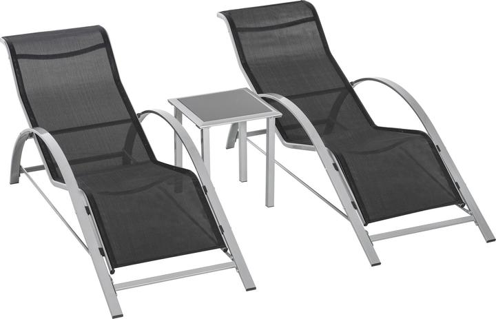 Image du produit Outsunny Lot de 2 chaises longues de jardin avec table (169 cm)