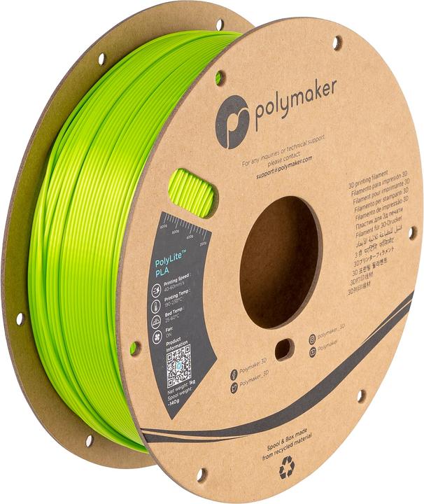 Image du produit Polymaker PolyLite PLA Silk Lime 1.75mm 1kg (PLA, 1.75 mm, 1000 g, Vert)