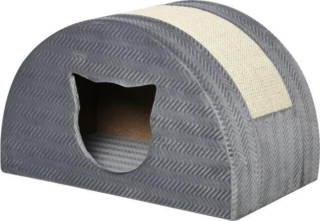 Swisshandel24 Cat house Cat bed Sisal grey Cat cave with scratching board Scratching house Cat dwelling 48.5 x 30 (Cat)