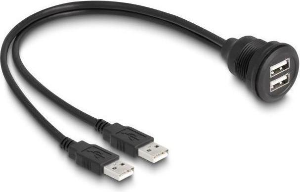 Image du produit Delock Câble USB 2.0 2 x USB type A mâle vers 2 x USB type A femelle à encastrer 1 m noir (1 m, USB 2.0)