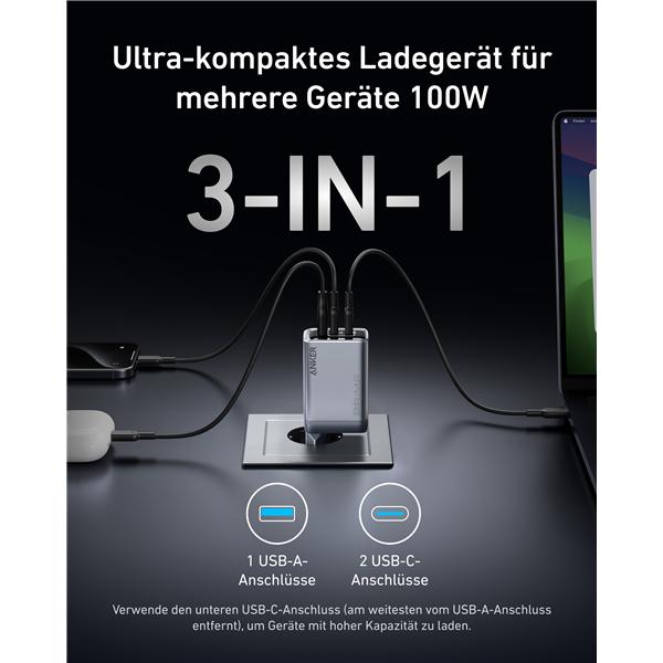 Image du produit Anker Prime Charger 100W 3 ports GaN (100 W)