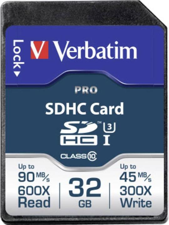 Image du produit Verbatim Carte SDHC Pro 32 Go Classe 10 UHS-I (32 Go, SDHC, U1, UHS-I)