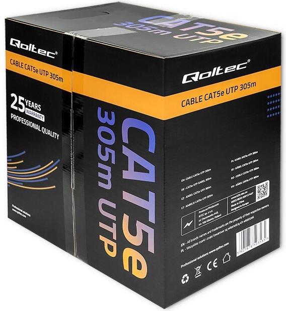 Produktbild Qoltec 50358 UTP Netzwerkkabel CAT5E 305m PVC grau (U/UTP, CAT5e, 305 m)