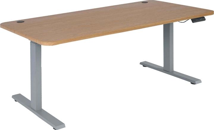 Produktbild Swisshandel24 Schreibtisch, Computertisch, elektrisch höhenverstellbar 160x80cm 53kg braun Struktur, grau (160 x 80 x 121 cm)