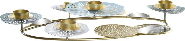 DKD Home Decor Kerzenleuchter Spiegel Gold Metall grün Orientalisch Wasserlilie (54 x 33 x 8 cm)