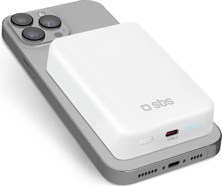 Immagine prodotto SBS Powerbank 10.000mAh USB-C 10W/MagSafe 5W biancoá (10000 mAh, 10 W, 37 Wh)