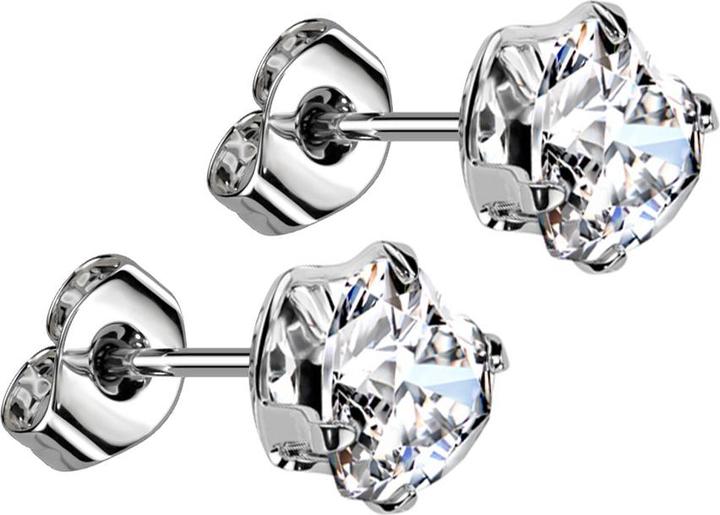 Produktbild Star Piercing Ohrstecker silber mit Herzkristall silber (Chirurgenstahl 316L, ohne Messing)