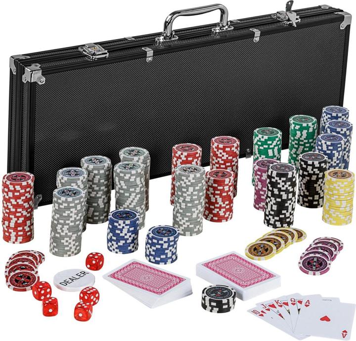 Image du produit Games Planet Mallette de poker, 500 jetons laser, édition noire