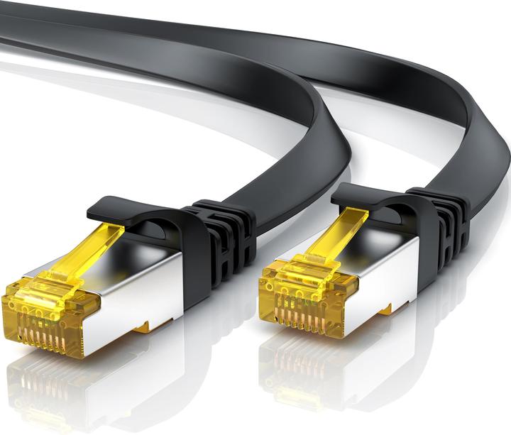 Actual product image Primewire CAT.7 network cable flat - Ethernet Gigabit Lan cable RJ45 - patch cable - comp. CAT.5 CAT.6 CAT.8 (U/FTP, CAT7, 1 m)