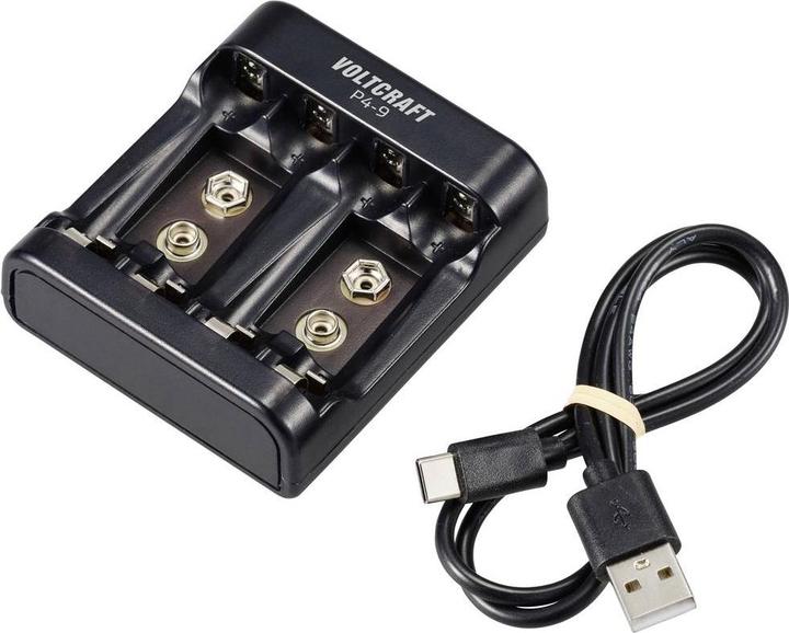 Produktbild Voltcraft P4-9 Rundzellen-Ladegerät NiMH Micro (AAA), Mignon (AA), 9 V Block (1 Stk., AAA, AA, 9V Block, Ladegerät ohne Akku)