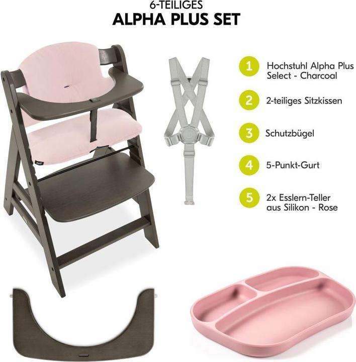 Actual product image Hauck Highchairs Highchair Alpha Plus Select Charcoal - in economy set (Highchair)