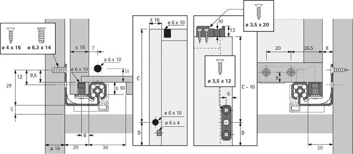Produktbild Hettich Quadro 25 mit Silent System, 500 mm, links und rechts