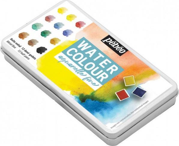 Image du produit Pebeo aquarelle Fine Boite Pocket metal 12 demi godets