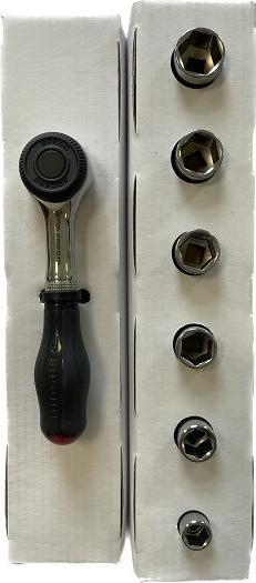Produktbild Facom 6-Punkt-Ratschen-Steckschlüsselsatz mit um 360° drehbarem Griff, 1/4"