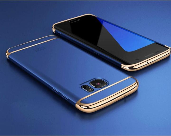 Produktbild König Design Handy Hülle Schutz Case für Samsung Galaxy S7 Bumper 3 in 1 Cover Chrom Blau Neu (Samsung Galaxy S7)