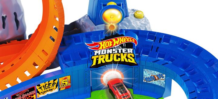 Actual product image Hot Wheels Monster Trucks T-Rex Volcano Arena