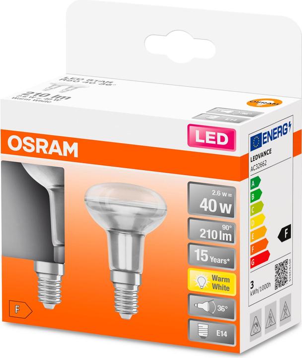 Immagine prodotto Osram Lampade con riflettore (E14, 2.60 W, 210 lm, 2 x, F)