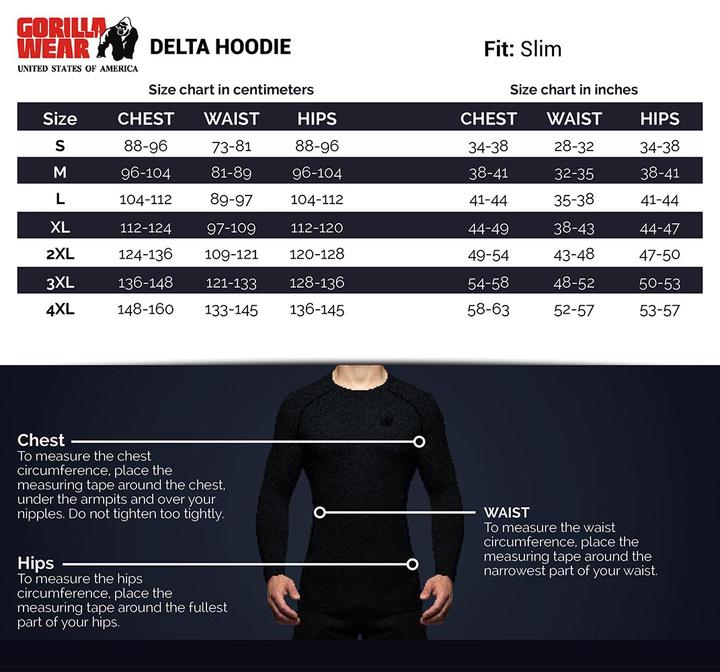 Immagine prodotto Gorilla Wear Felpa con cappuccio Delta Nero (XXL)
