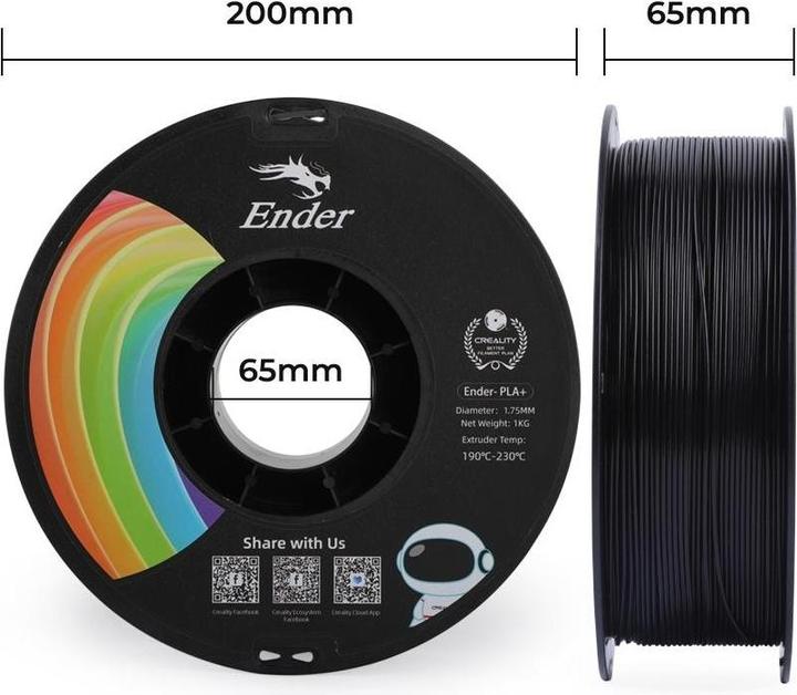 Immagine prodotto Creality Filament PLA+ (PLA, 1.75 mm, 1000 g, Nero)