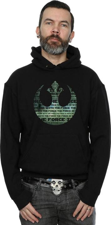 Actual product image Star Wars Mens Rogue One I'm One With The Force Alliance Emblem Green Hoodie (M)