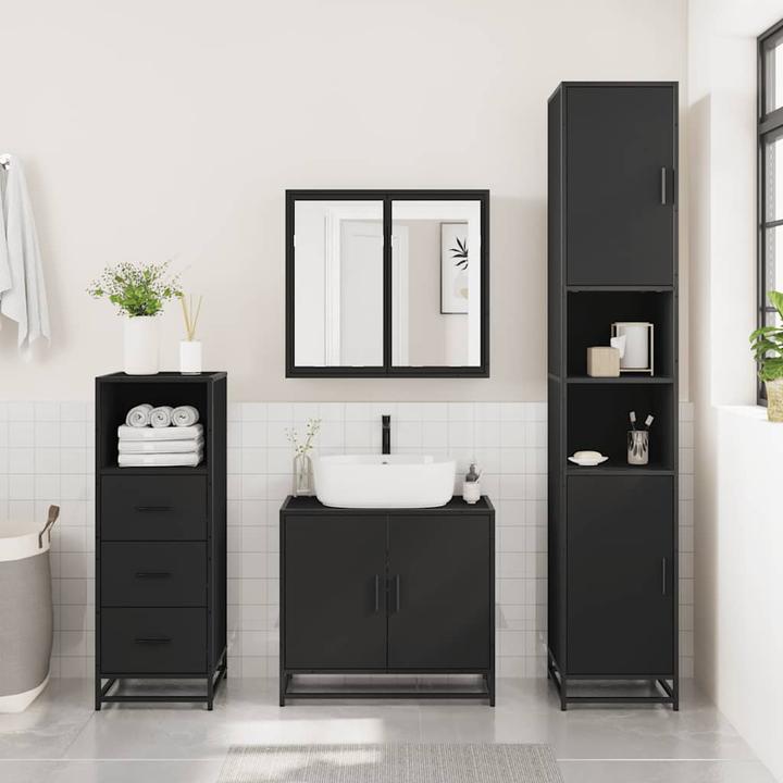 Produktbild VidaXL Badschrank Schwarz 35x37,5x100 cm Holzwerkstoff