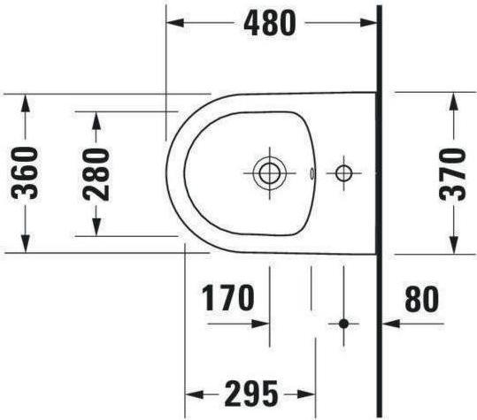 Produktbild Duravit Wand-Bidet ME by Starck COMPACT m ÜL m HLB 370x480mm 1 HL we sdm WG