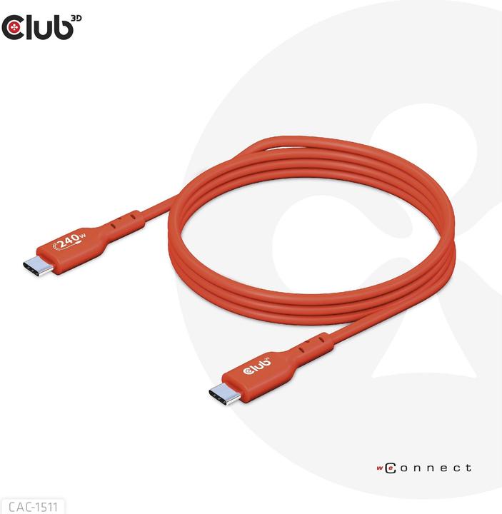 Actual product image Club 3D Club3D Cable USB 2 Type C PD 240W / 480Mb 4m St/St retail (4 m, USB 2.0)