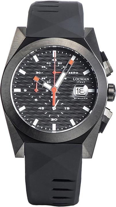 Produktbild Locman Italy Herrenuhr Stealth Chrono schwarz PVD Ref. 0812 (Chronograph, 41 mm)