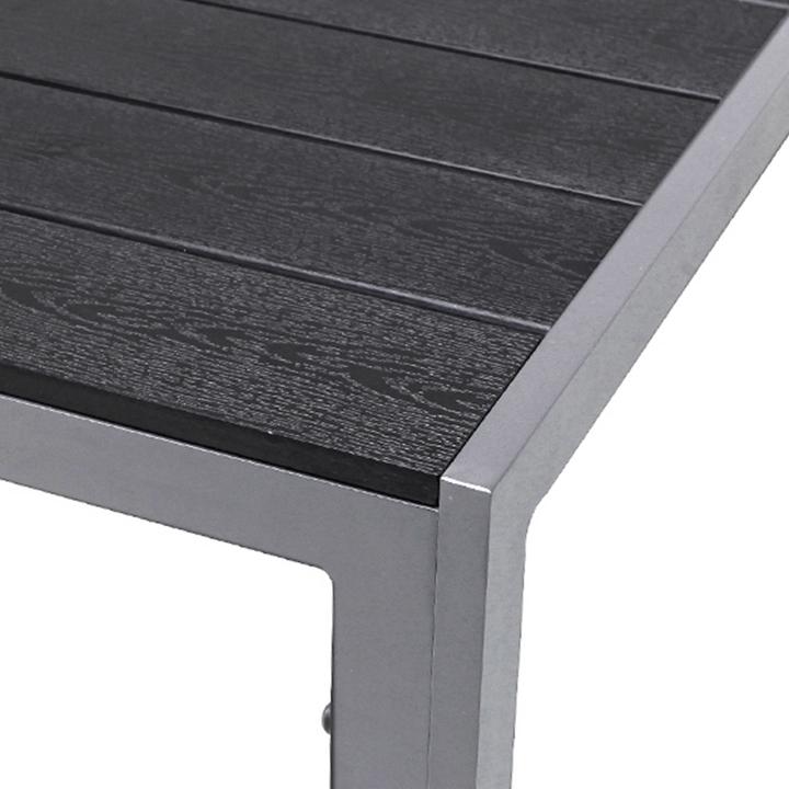 Produktbild Mojawo 7tlg Gartenmöbel Set Alu Non-Wood 180x90x74cm + 6 Klappstühle Silber/Schwarz (180 cm)