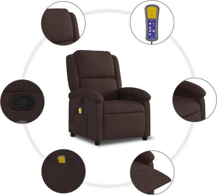Immagine prodotto VidaXL Sedia da massaggio in tessuto marrone scuro,Colore: Marrone scuro,Materiale