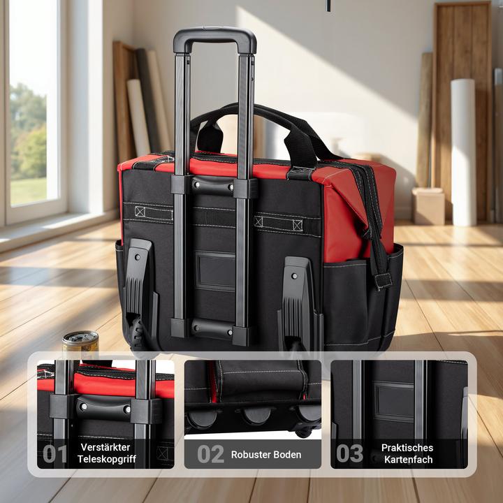 Produktbild Wiltec Werkzeugtrolley 46x25x43cm Werkzeugkoffer 19 Fächer Werkzeug Trolley
