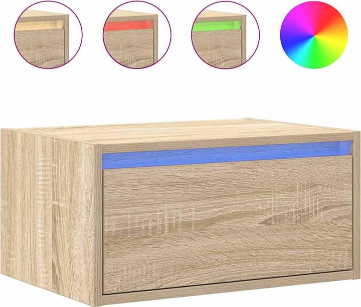 Immagine prodotto VidaXL Comodini a parete con luci LED 2 pezzi armadio in rovere Sonoma