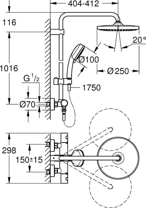 Actual product image Grohe Shower system Tempesta Cosmopolitan 250 thermostat